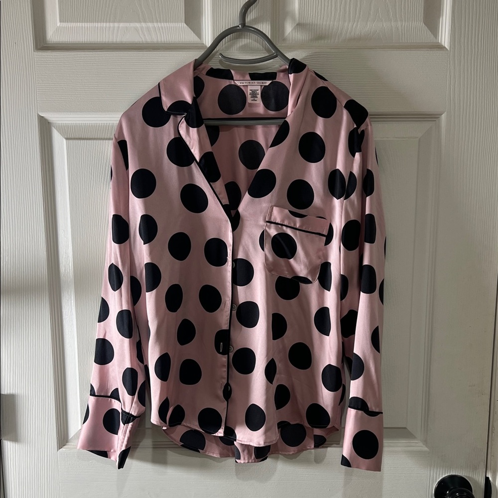 Victorias Secret Pink Polka Dot Silk Pajamas